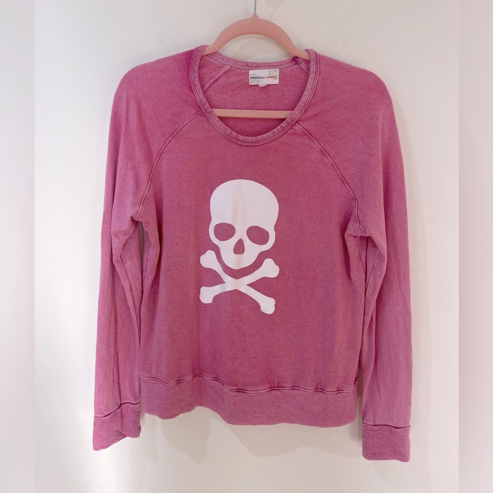Soulcycle X Sundry Skull Crewneck Sweatshirt Pink Women’s Small
